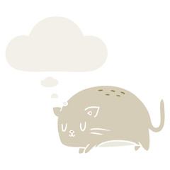 cute cartoon cat and thought bubble in retro style
