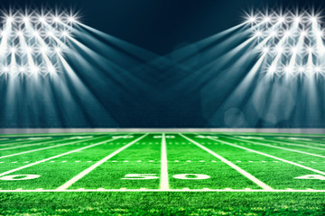 Perspective of football field. Football stadium with white lines marking the pitch. Perspective elements.Ragby football field with white lines marking the pitch. 3d illustration. © oobqoo