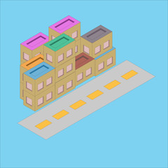 Model cities and roads in the form of vector works.