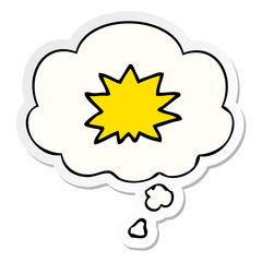cartoon explosion and thought bubble as a printed sticker