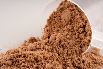 whey protein powder and spoon