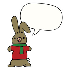 cartoon rabbit and speech bubble