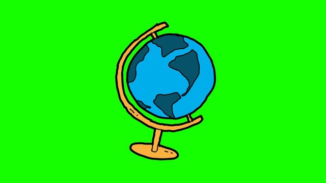 kids drawing green screen with theme of globe