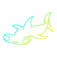 cold gradient line drawing cartoon hammerhead shark