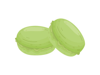 Two green cookies. Vector illustration on white background.