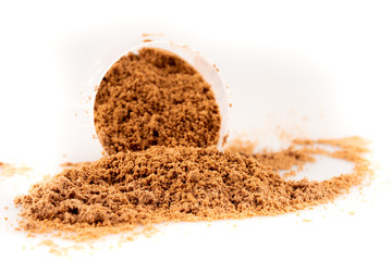 whey protein powder and spoon