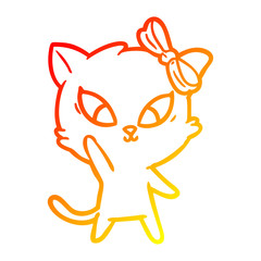 warm gradient line drawing cartoon cat