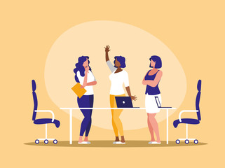 business woman elegant in the workplace celebrating