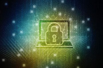 2d illustration Safety concept: Closed Padlock on digital background