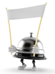 Hotel bell character holding blank banner