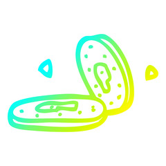 cold gradient line drawing cartoon money coins