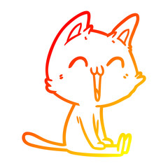 Obraz premium warm gradient line drawing happy cartoon cat