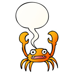 cartoon crab and speech bubble in smooth gradient style