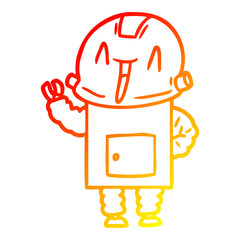 warm gradient line drawing cartoon robot
