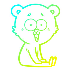 cold gradient line drawing laughing teddy  bear cartoon