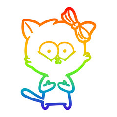 rainbow gradient line drawing cartoon cat