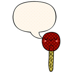 cartoon lollipop and speech bubble in comic book style