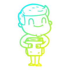 cold gradient line drawing cartoon friendly man