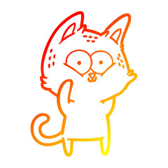 warm gradient line drawing cartoon cat