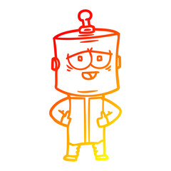 warm gradient line drawing cartoon robot