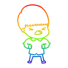 rainbow gradient line drawing cartoon stressed man
