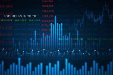 2d rendering Stock market online business concept. business Graph 