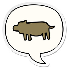 cartoon animal symbol and speech bubble sticker