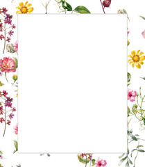 watercolor painting of leaves and flower, on white background