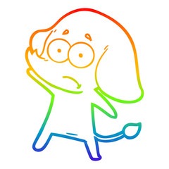 rainbow gradient line drawing cartoon unsure elephant