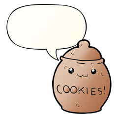 cartoon cookie jar and speech bubble in smooth gradient style