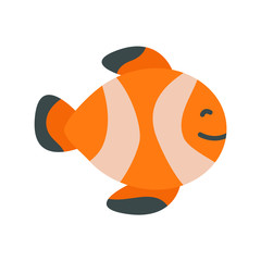 Clown nemo fish icon. Flat illustration colored vector isolated icons of Tropical Summer theme for web