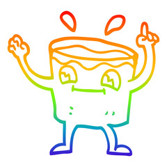 rainbow gradient line drawing cartoon glass tumbler