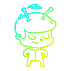 cold gradient line drawing friendly cartoon spaceman