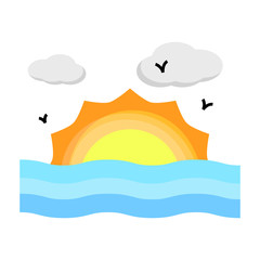 Morning sunrise icon. Flat illustration colored vector isolated icons of Tropical Summer theme for web