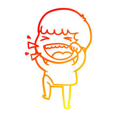 warm gradient line drawing cartoon laughing man