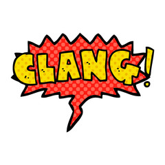 cartoon word clang and speech bubble in comic book style