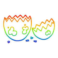 rainbow gradient line drawing cartoon cracked egg
