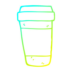 cold gradient line drawing cartoon coffee cup