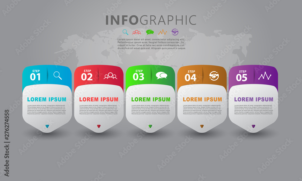 Sticker info graphic with step information for layout template