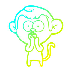 cold gradient line drawing cartoon shocked monkey