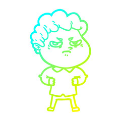 cold gradient line drawing cartoon angry man