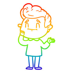 rainbow gradient line drawing happy cartoon man