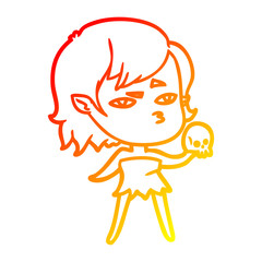 warm gradient line drawing cartoon vampire girl
