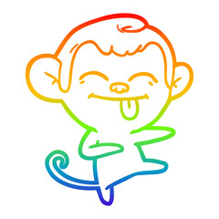 rainbow gradient line drawing funny cartoon monkey pointing