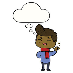 cartoon man laughing and thought bubble