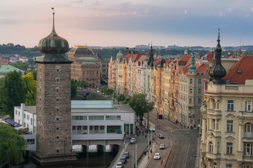 Naklejka premium Elevated view of Old Town with historic waterfront buildings