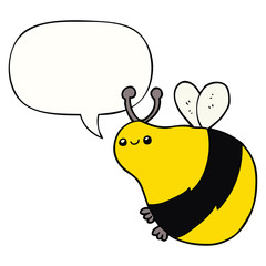 cartoon bee and speech bubble
