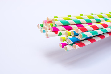 Paper straw in multi-color with stripes and dots pattern