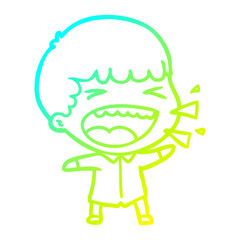 Obraz premium cold gradient line drawing cartoon laughing man