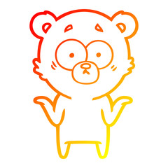 warm gradient line drawing cartoon bear shrugging shoulders